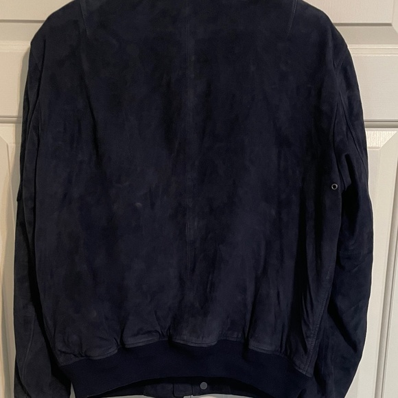 $1200 Polo Ralph Lauren Navy Blue Suede Aviator Bomber Jacket - Medium - Picture 12 of 16